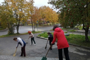 Сотрудники библиотечной системы на экологическом субботнике