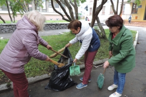 Сотрудники библиотечной системы на экологическом субботнике