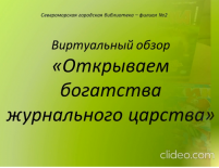 Виртуальный обзор  «Открываем богатства журнального царства»