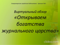 Виртуальный обзор  «Открываем богатства журнального царства»